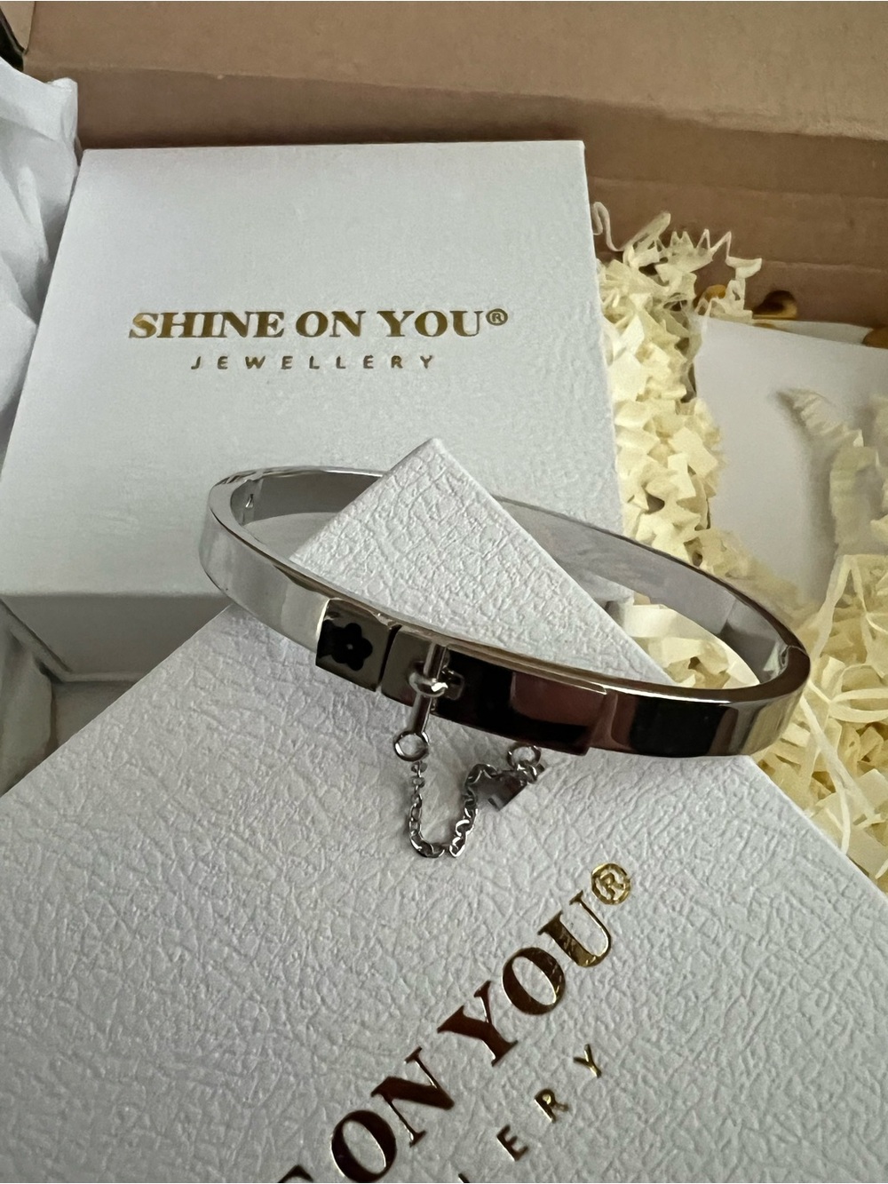 Shine On You Silver-Tone Hinged Bangle Bracelet and matching ring.
